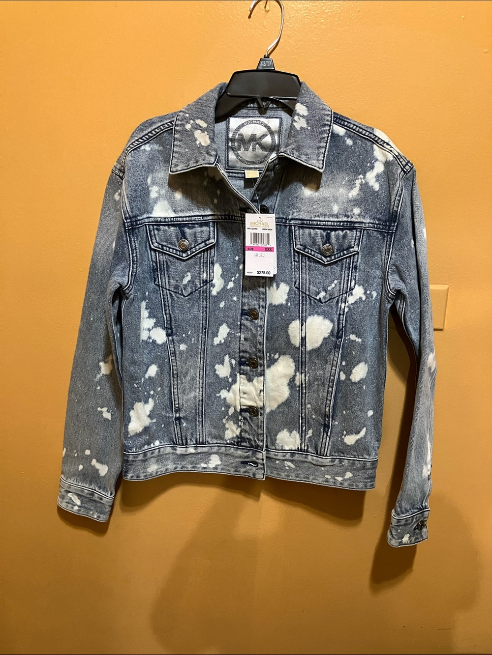 Michael Kors Blue and White Bleached Denim Jacket